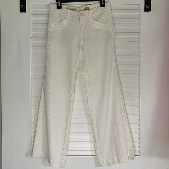 Pilcro Linen Wide Leg Pant White Size 4 - Picture 3 of 11